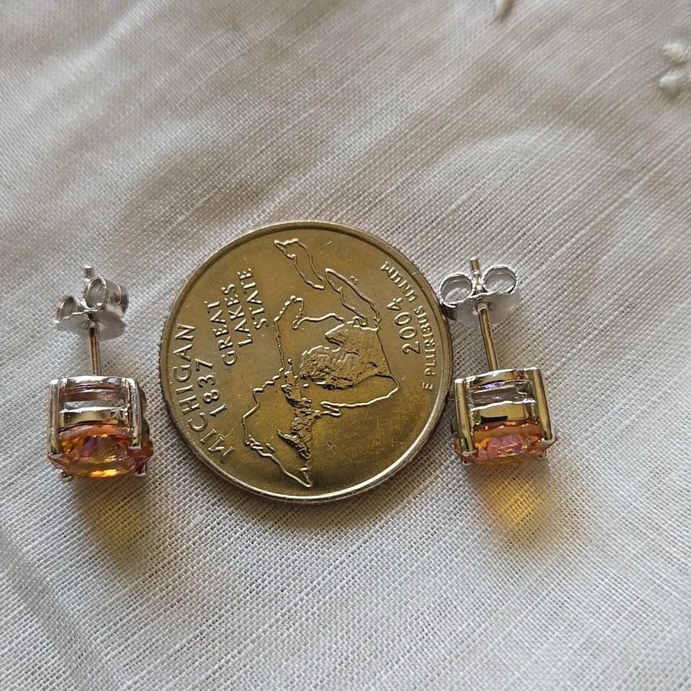 Rainbow Topaz Sterling Silver Studs - Picture 5 of 8